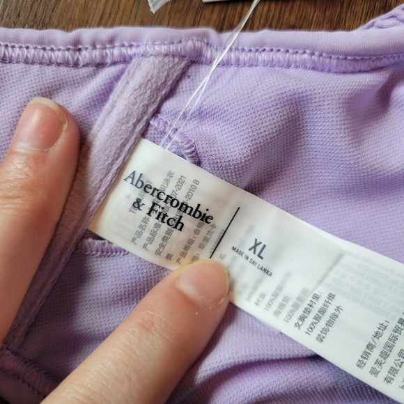 Abercrombie & Fitch One Shoulder Ribbed Texture Purple Swim Bikini Top - Picture 5 of 6